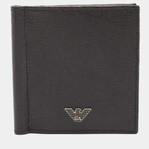 Giorgio Armani Black Leather Logo Bifold Wallet