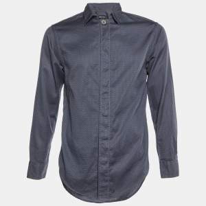 Giorgio Armani Grey Patterned Cotton Buttoned Up Shirt M