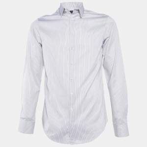 Giorgio Armani White Striped Cotton Long Sleeve Shirt S