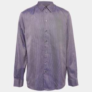 Giorgio Armani Purple Pattern Cotton Button Up Shirt XXXL