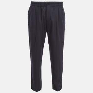 Giorgio Armani Navy Blue Wool Elasticated Waist Pants L