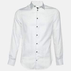 Giorgio Armani White Patterned Cotton Shirt M
