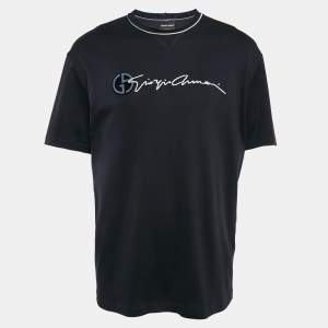 Giorgio Armani Navy Blue Logo Embroidered Jersey T-Shirt XXXL