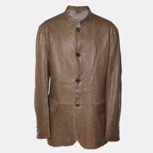 Giorgio Armani Khaki Leather Jacket XXXL