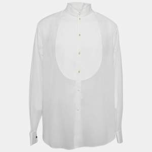 Giorgio Armani White Sheer Cotton Tuxedo Shirt XXXL 