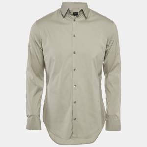 Giorgio Armani Grey Stretch Cotton Long Sleeve Shirt M