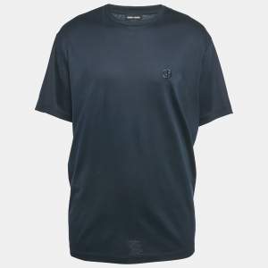 Giorgio Armani Navy Blue Logo Embroidered Jersey T-Shirt 4XL