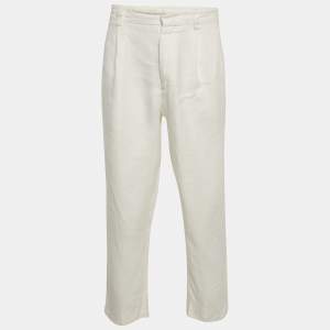 Giorgio Armani White Linen Regular Fit Trousers M