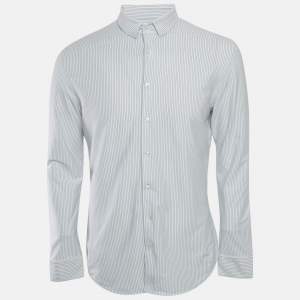 Giorgio Armani White Striped Cotton Jersey Shirt M
