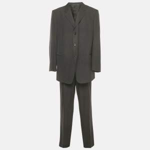 Giorgio Armani Black Pinstripe Wool Blend Regular Fit Suit 5XL