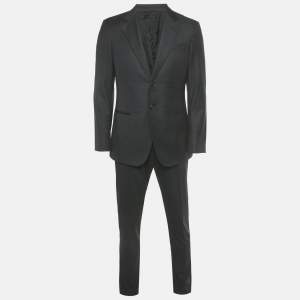مملوكة مسبقًا Giorgio Armani Black Wool Regular Fit Suit L