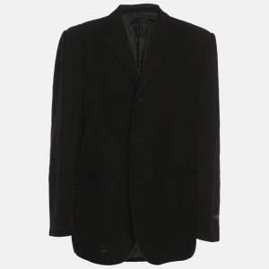 Pre Owned Giorgio Armani Black Wool Single Breasted Blazer XXL