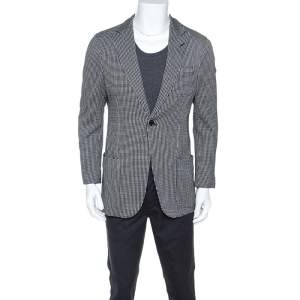 Giorgio Armani Monochrome Geometric Pattern Jersey Blazer L