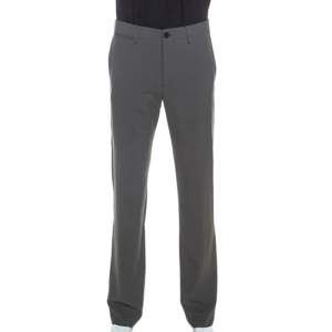 Pre Owned Giorgio Armani Grey Wool Straight Fit Trousers M  
