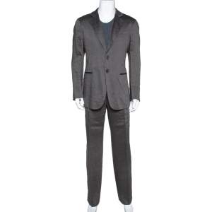 Giorgio Armani Grey Pin Striped Linen & Silk Tailored Suit XXL
