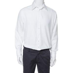 Pre Owned Giorgio Armani White Cotton French Cuff Dress Shirt L