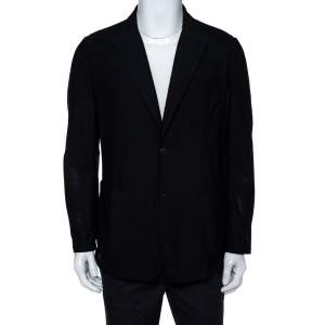 Pre Owned Giorgio Armani Midnight Blue Mesh Button Front Blazer XXL