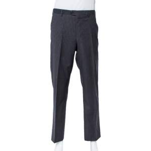 Giorgio Armani Charcoal Grey Striped Wool Straight leg Pants 3XL