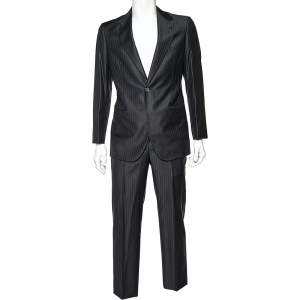 Giorgio Armani Black Striped Wool Super 160's Suit M
