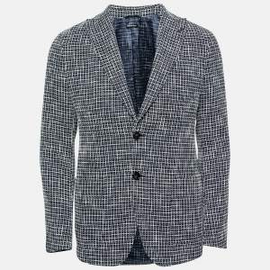 Giorgio Armani Navy Blue Textured Cotton Single-Breasted Upton Jacket M