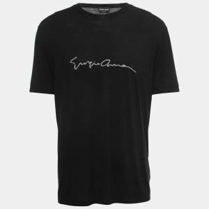 Giorgio Armani Black Knit Signature Logo Detail T-Shirt 4XL