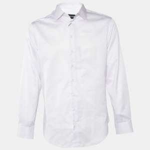 Giorgio Armani Purple & White Striped Cotton Shirt M