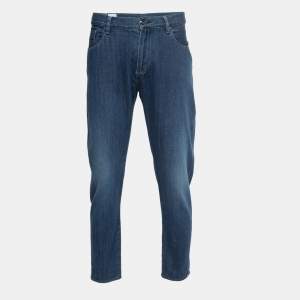 Giorgio Armani Blue Washed Denim Straight Fit Jeans XL Waist 38"
