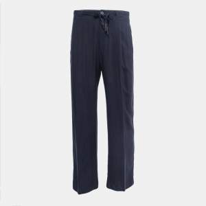 Giorgio Armani Navy Blue Rayon Wide Leg Pants XL