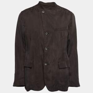 Giorgio Armani Brown Rayon Button Front Jacket XL