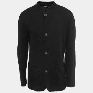 Giorgio Armani Vintage Black Textured Wool Button Front  Jacket XL