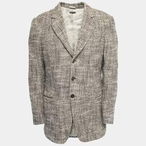 Giorgio Armani Vintage Beige Tweed Single Breasted Blazer XL
