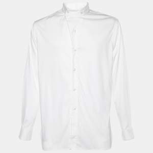 Giorgio Armani White Textured Cotton Button Front Shirt XXL