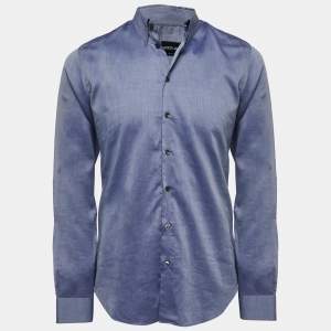 Giorgio Armani Blue Cotton Button Down Full Sleeve Shirt L