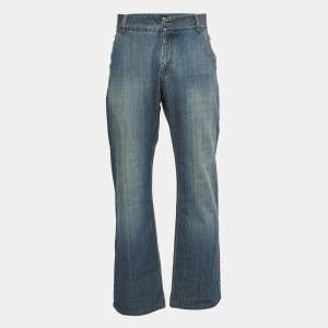 Giorgio Armani Blue Washed Denim Straight Fit Jeans 3XL Waist 38"