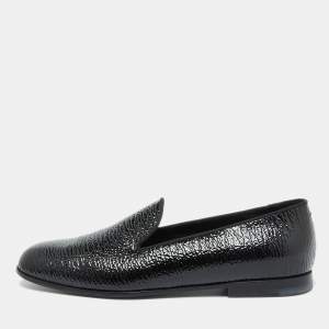 Giorgio Armani Black Patent Leather Smoking Slippers Size 39