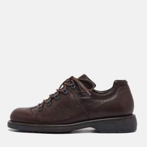 Giorgio Armani Brown Leather Lace Up Sneakers 44.5