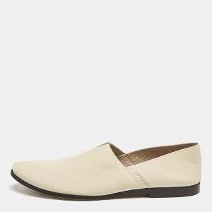 Giorgio Armani Cream Leather Slip On Loafers Size 42