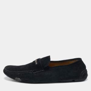 Giorgio Armani Navy Blue Suede Slip On Loafers Size 43
