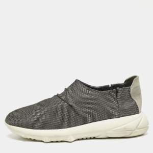 Giorgio Armani Grey/White Fabric and Suede Low Top Sneakers Size 41