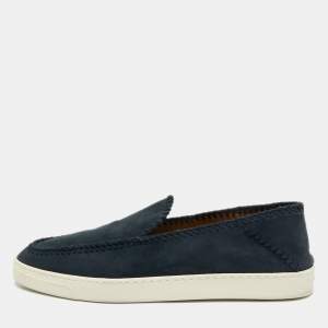 Giorgio Armani Navy Blue Suede Galleria Slip On Sneakers Size 42