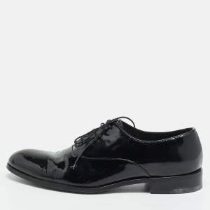 Pre Owned Giorgio Armani Size 43 Black Patent Leather Lace Up Oxfords