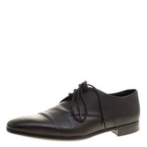 Giorgio Armani Black Textured Leather Lace Up Oxfords Size 41