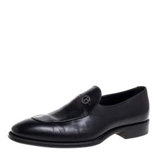Giorgio Armani Black Leather Slip On Loafers Size 41