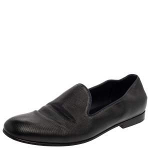Giorgio Armani Black Leather Smoking Slippers Size 45
