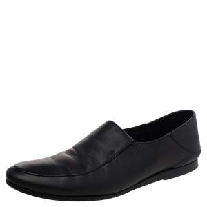 Giorgio Armani Black Leather Slip On Loafers Size 41