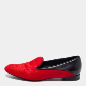 Giorgio Armani Red/Black Pony Hair and Leather Loafer Size 38