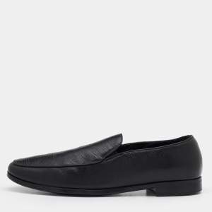 Giorgio Armani Black Lizard Embossed Leather Slip On Loafers Size 44