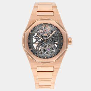 Girard Perregaux Laureato 81015-52-002-52A Automatic Grey 18k Rose Gold Men's Wristwatch 42 mm