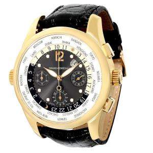 Girard Black 18K Yellow Gold Perregaux WW.TC Traveller 4980 Men's Wristwatch 43 MM