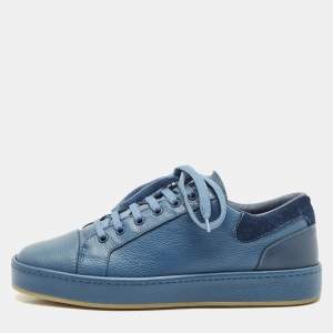 Giuseppe Zanotti Blue Leather and Suede GZ-City Sneakers Size 42.5